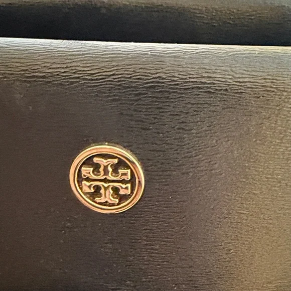 Tory Burch Large Black Leather Tote | Classic Medallion Logo | Everyday Carryall - Picture 4 of 4